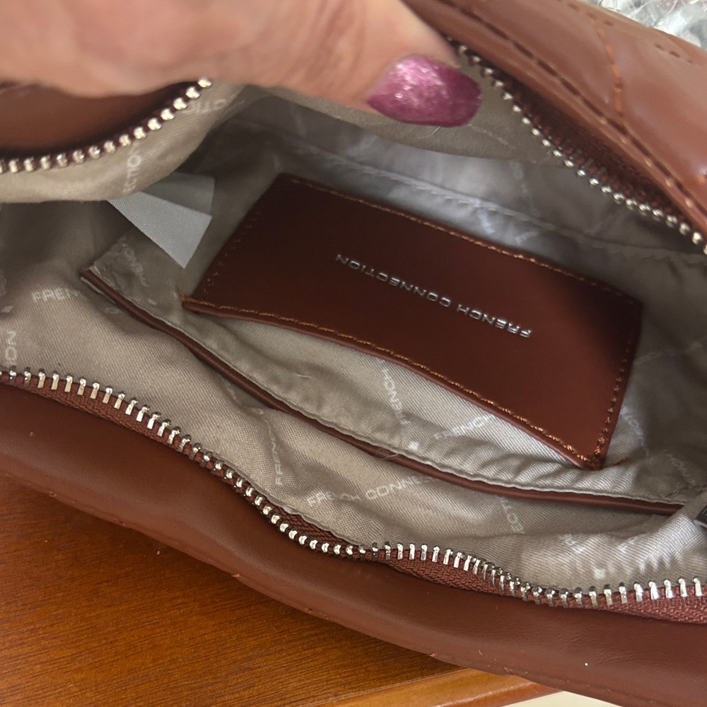French Connection Quilted Crossbody Bag in Rich Brown retails $98 - Picture 3 of 6